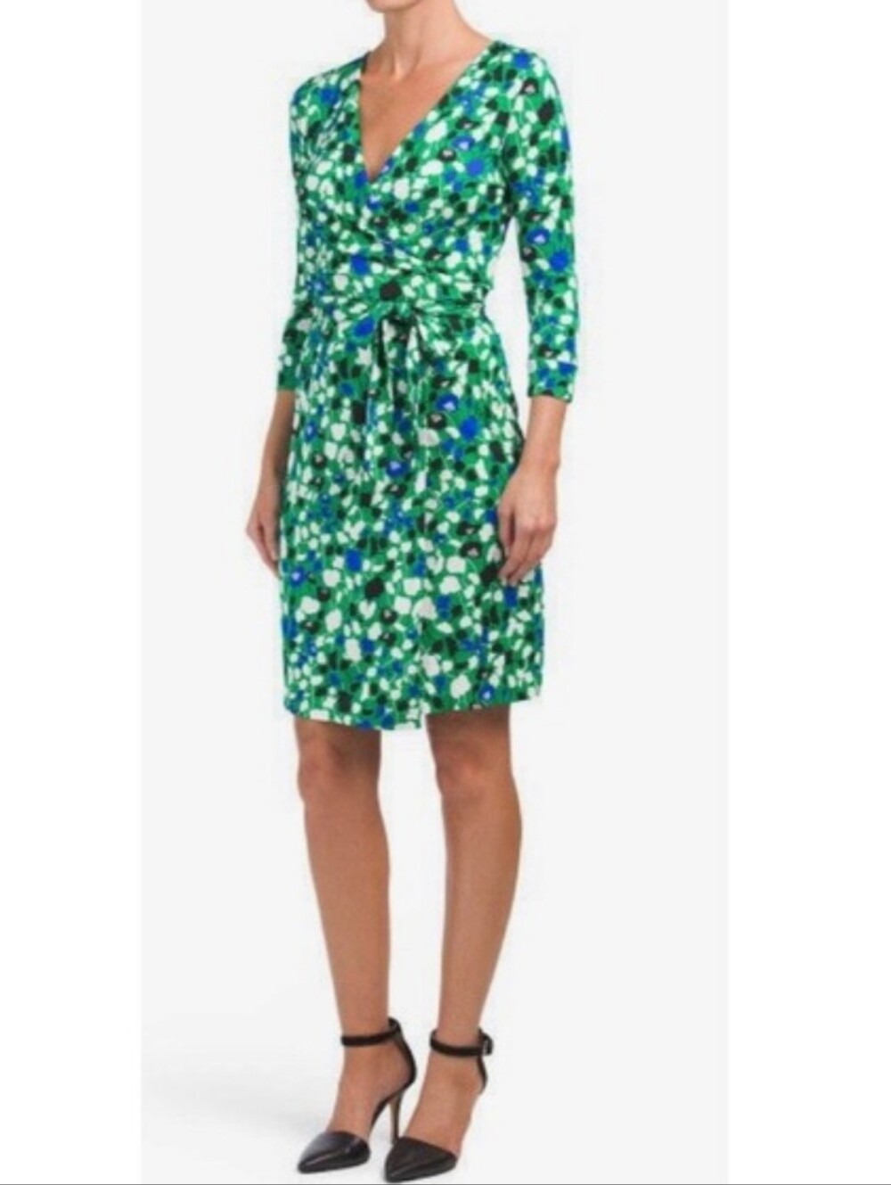 Diane Von Furstenberg New Julian Two Green Halo Floral Silk Wrap Dress - Size 4
